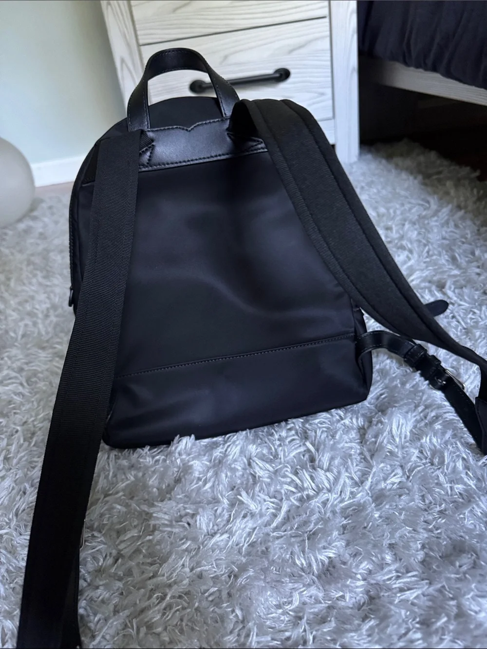 NWOT kate spade black nylon mini backpack with gold logo